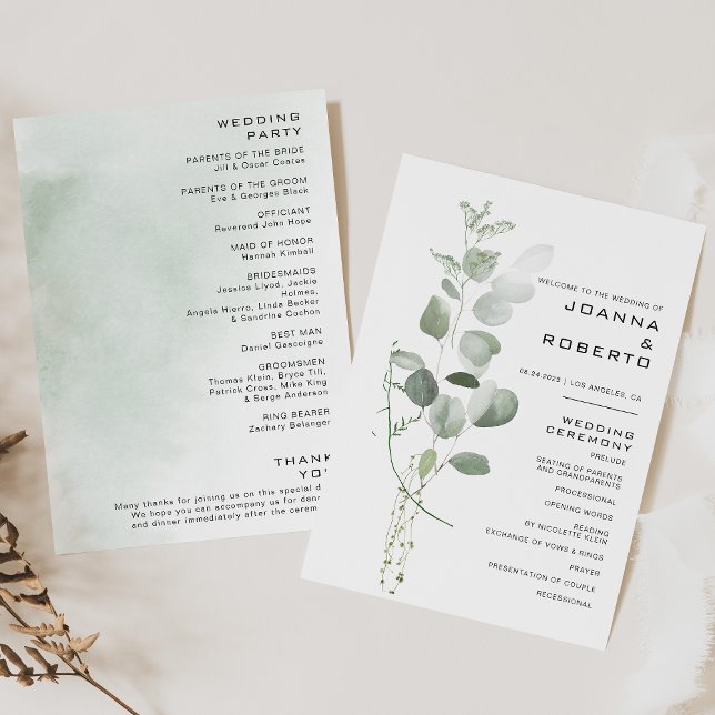 Programa minimalista de bodas de eucalipto (Subido por el creador)