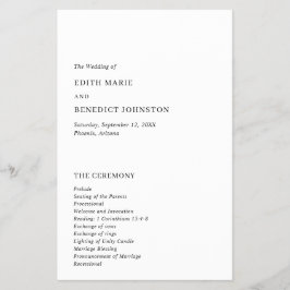 Programa minimalista de Bodas Modernas en Blanco y