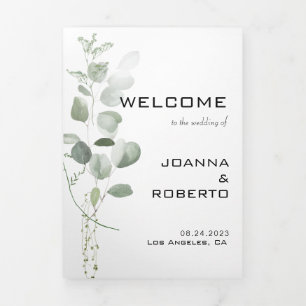 Programa minimalista de bodas triples Eucalyptus