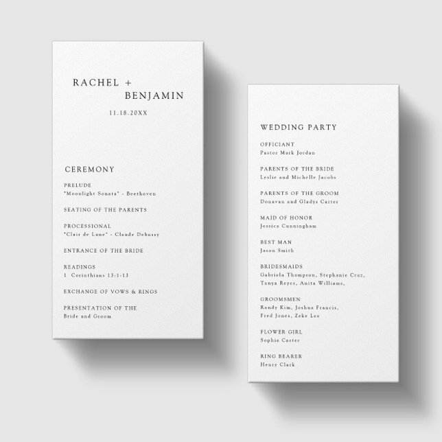Programa minimalista de Ceremonia Boda Simple (Subido por el creador)