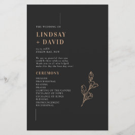 Programa minimalista de ceremonia de Boda moderno