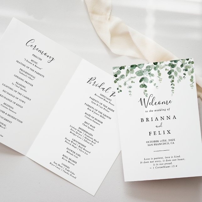 Programa minimalista de Matrimonio Doble Eucalyptu (Subido por el creador)