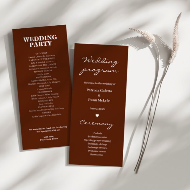 Programa Minimalista elegante Boda de la Terracota Rust (Subido por el creador)