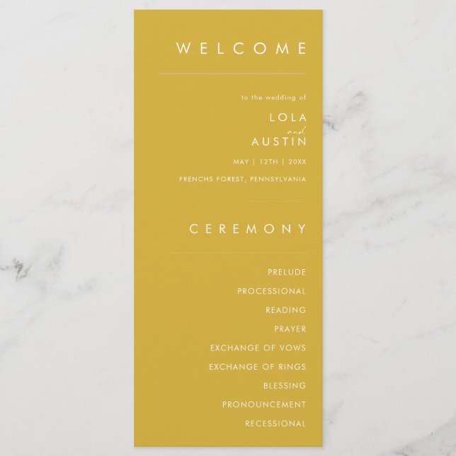 Programa Minimalista moderno de Boda de Oro (Anverso)