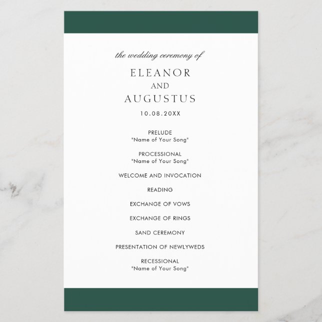 Programa Mínimo de Boda Presupuestaria Verde Esmer (Frente)