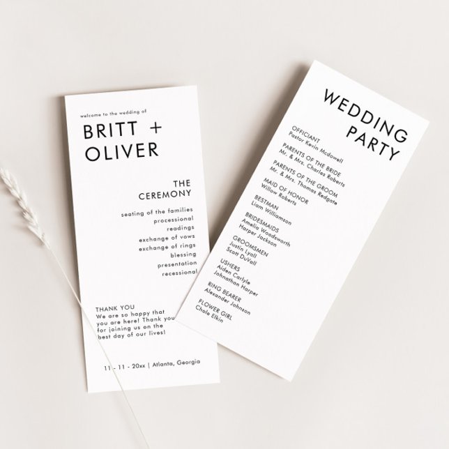 Programa Mínimo Moderno De Boda Orden De Eventos (Subido por el creador)