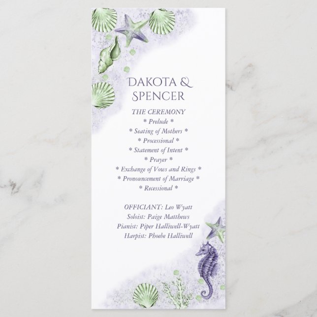 Programa Moda costera | Ceremonia Boda púrpura y verde (Anverso)