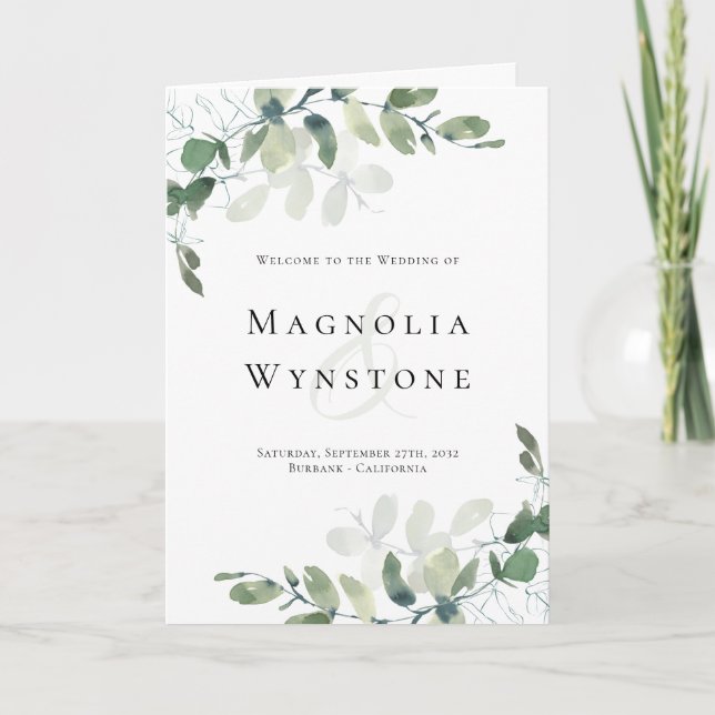 Programa Moda Eucalyptus Orden de Boda de Ceremonia (Anverso)