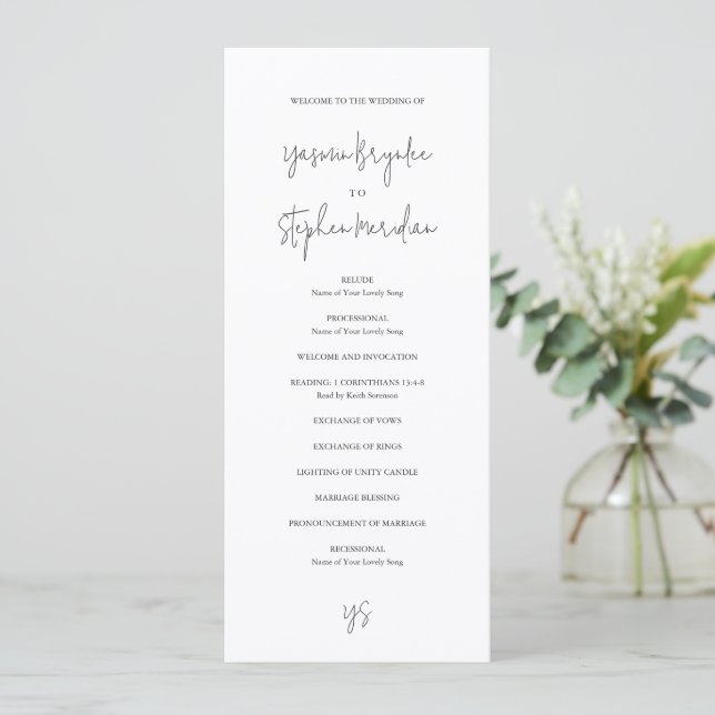 Programa Modern Black and White Chic Wedding (Anverso de pie)