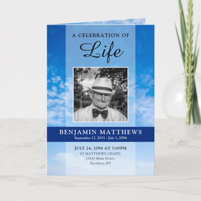 Programa Modern Celebration Life Funeral Blue Sky Program (Anverso)