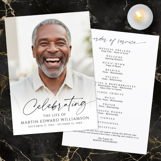 Programa Modern Celebration of Life Photo Script White (Subido por el creador)
