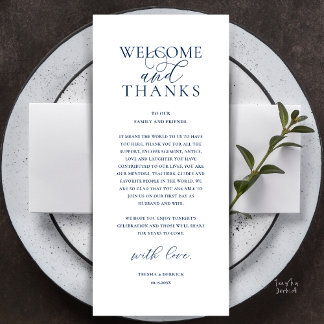 Programa Modern Classy Wedding Reception Thank You Card