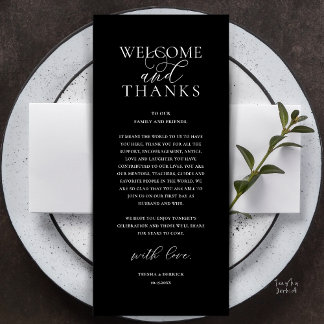 Programa Modern Classy Wedding Reception Thank You Card