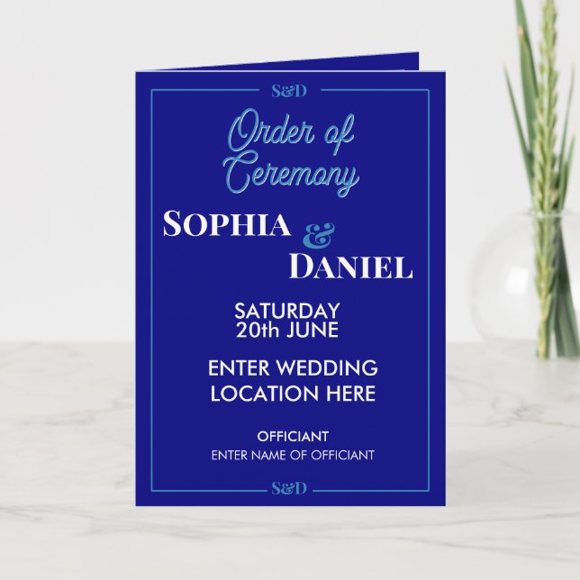 Programa Modern Editable Wedding Order of Ceremony (Anverso)