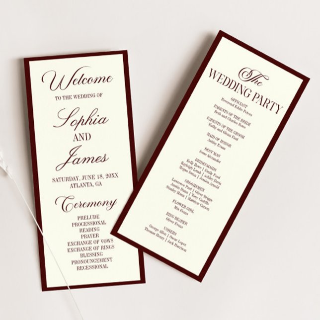 Programa Modern Elegant Dark Burgundy Wedding (Subido por el creador)