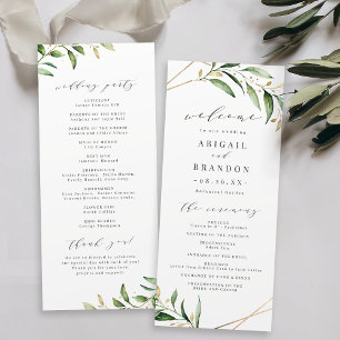 Programa Modern Greenery Gold Geometric Rustic Wedding