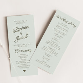 Programa Modern Minimal Minimalist Green  Wedding