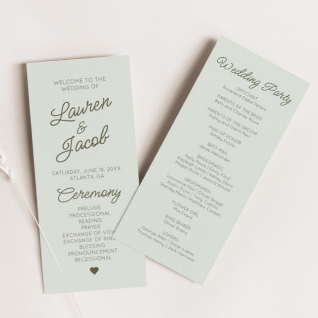 Programa Modern Minimal Minimalist Green  Wedding (Subido por el creador)