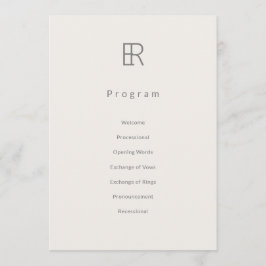 Programa Modern Minimal Monogram Wedding Program