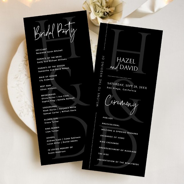 Programa Modern Minimalist Black and White Monogram Wedding (Subido por el creador)