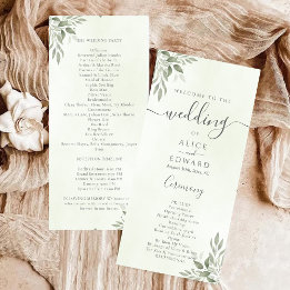 Programa Modern Sage Greenery Wedding Program Car