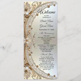 Programa Modern White Flowers Pearls Wedding Program
