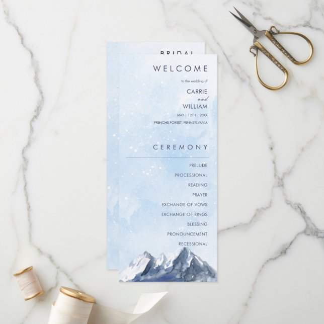 Programa Modern Winter Mountain Pattern Wedding (Anverso/Reverso In Situ)