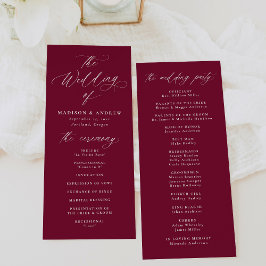 Programa Moderna caligrafía elegante Boda de Borgoña
