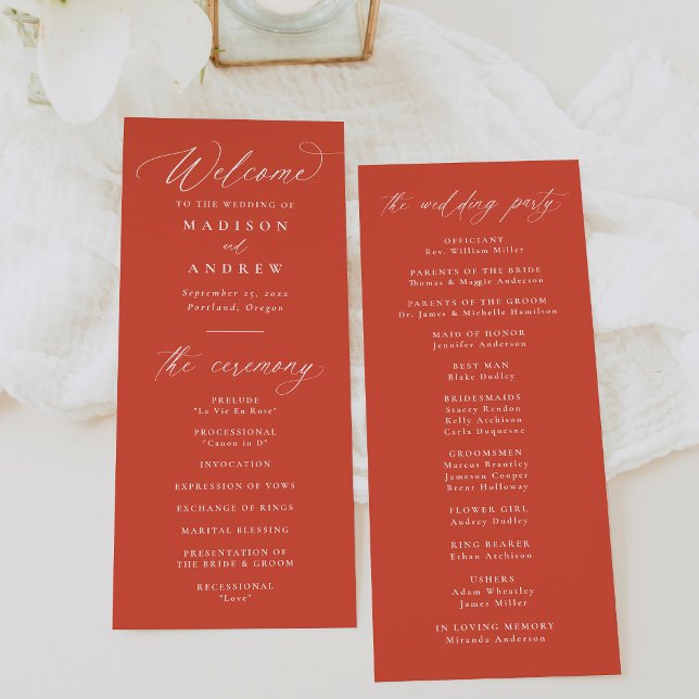 Programa Moderna caligrafía elegante Boda Verona Sunset (Subido por el creador)