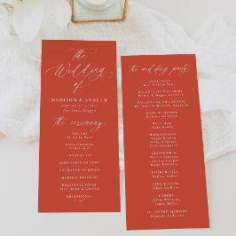 Programa Moderna caligrafía elegante Boda Verona Sunset