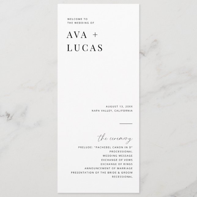 Programa Moderna ceremonia mínima de Boda Orden de servicio (Anverso)