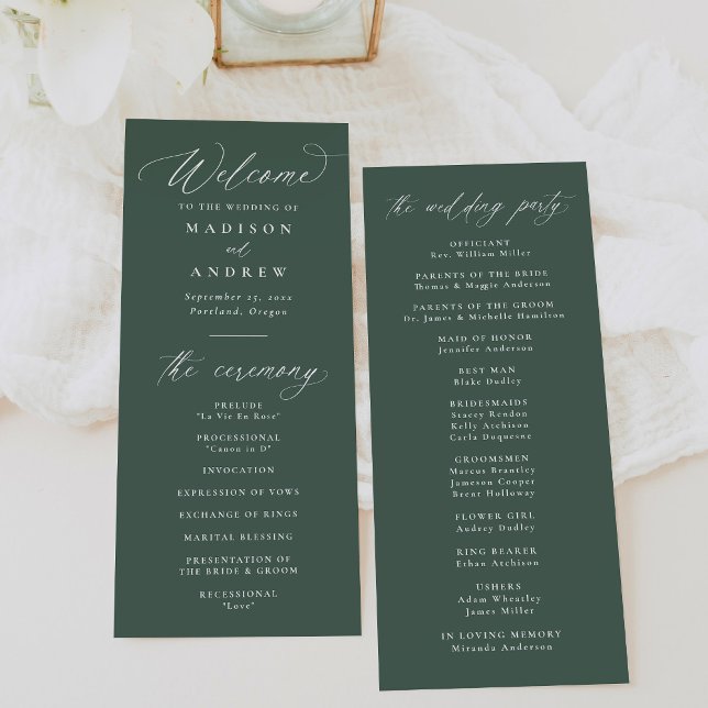 Programa Moderna y elegante caligrafía Boda verde (Subido por el creador)