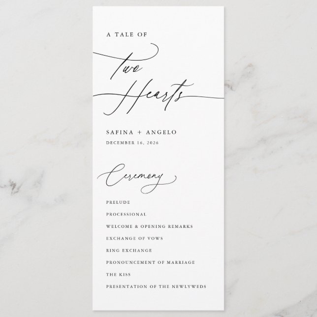 Programa Moderno Boda elegante de caligrafía escrita a mano (Anverso)