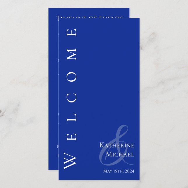 Programa moderno de casamiento azul y blanco - (Anverso / Reverso)