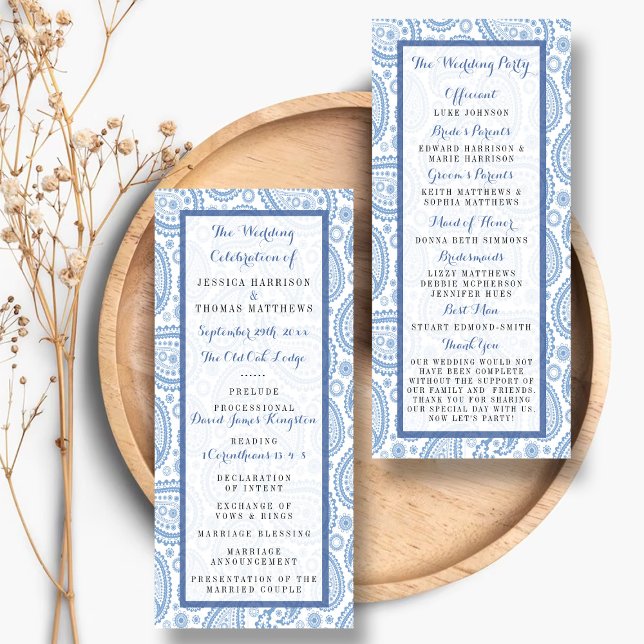 Programa moderno de casamiento con Blue Paisley (Subido por el creador)