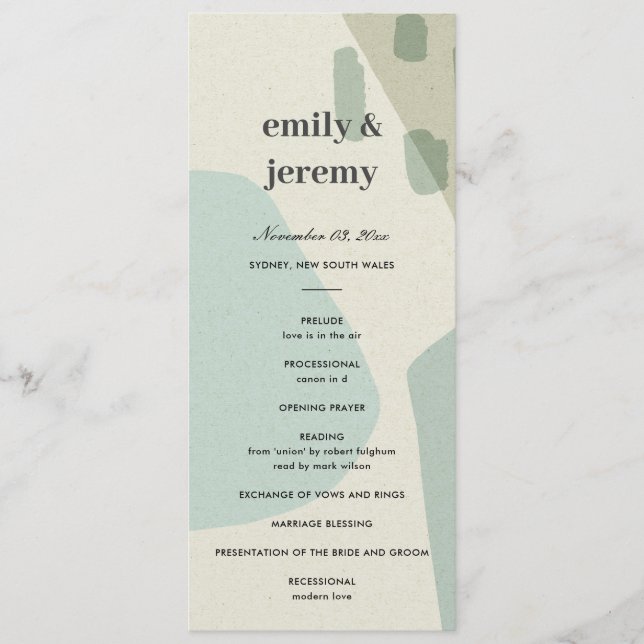 PROGRAMA MODERNO DE CEREMONIA DE BODAS ARTÍSTICOS  (Anverso)