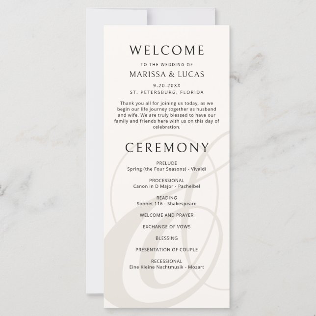 Programa Moderno de Champagne Ampersand Wedding (Anverso)