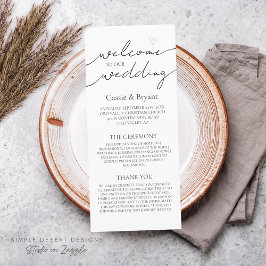 Programa moderno de matrimonio elegante en blanco