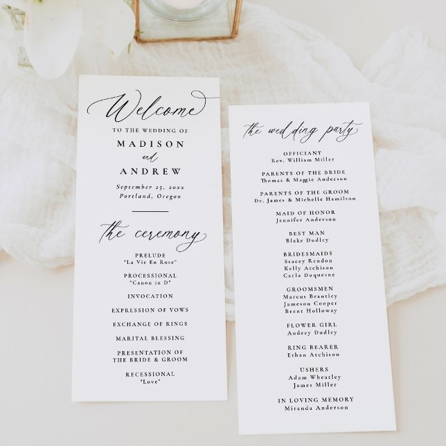 Programa Moderno Elegante Boda Caligrafía Negra (Subido por el creador)