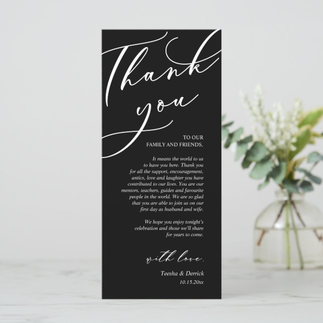 Programa Moderno Romance Dinner Place Setting Gracias Card (Anverso de pie)