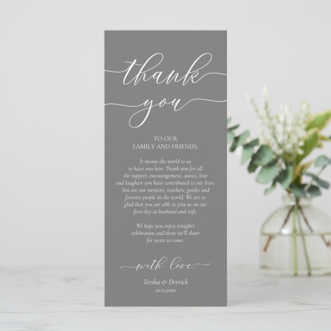Programa Moderno Romance Dinner Place Setting Gracias Card (Anverso de pie)