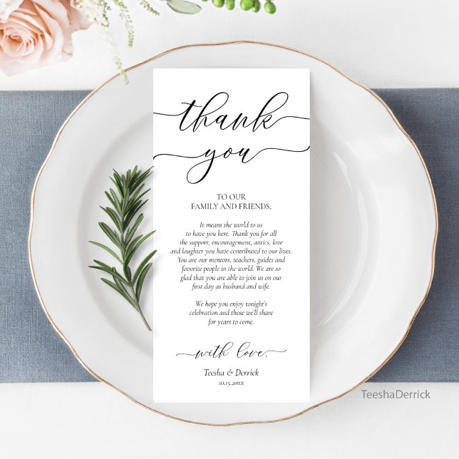 Programa Moderno Romance Dinner Place Setting Gracias Card (Subido por el creador)