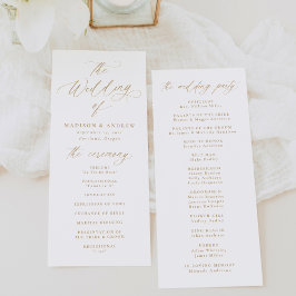 Programa Moderno y elegante Boda de caligrafía de oro