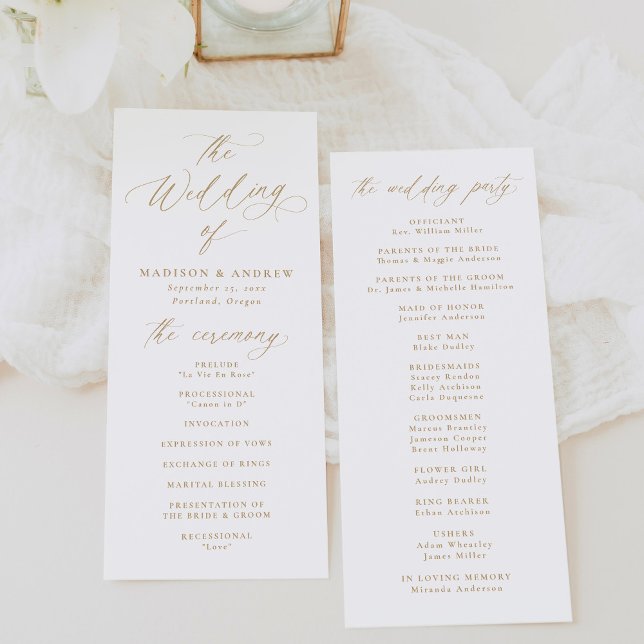 Programa Moderno y elegante Boda de caligrafía de oro (Subido por el creador)
