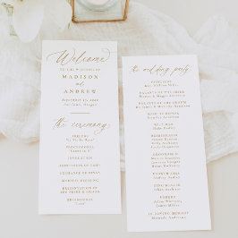 Programa Moderno y elegante Boda de caligrafía de oro