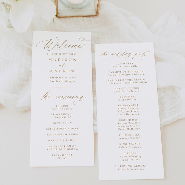 Programa Moderno y elegante Boda de caligrafía de oro (Subido por el creador)
