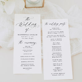 Programa Moderno y elegante Boda de caligrafía negra
