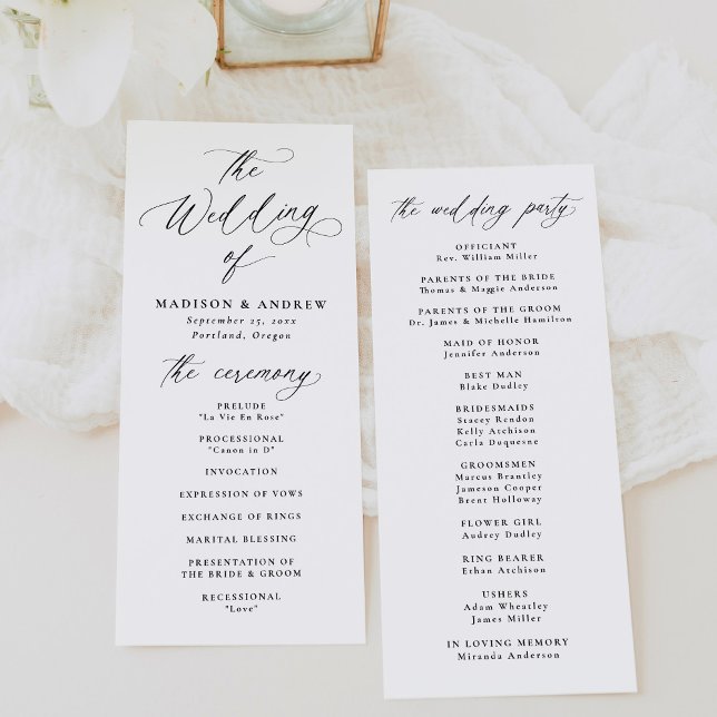 Programa Moderno y elegante Boda de caligrafía negra (Subido por el creador)