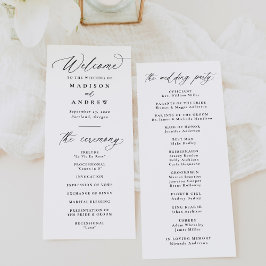 Programa Moderno y elegante Boda de caligrafía negra