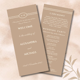 Programa Monogram Cream Taupe Christian Wedding Program
